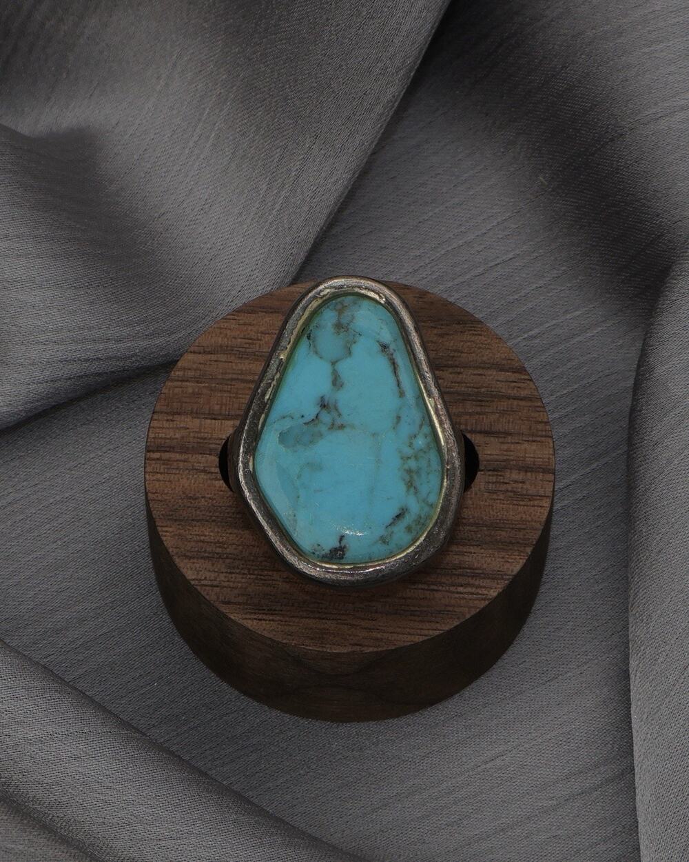 Vintage Sterling Silver Large Turquoise Ring 17.3G / Sz 8